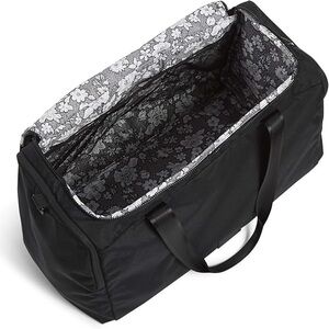 Black Women's Travel Tote Bag - Floral Lined